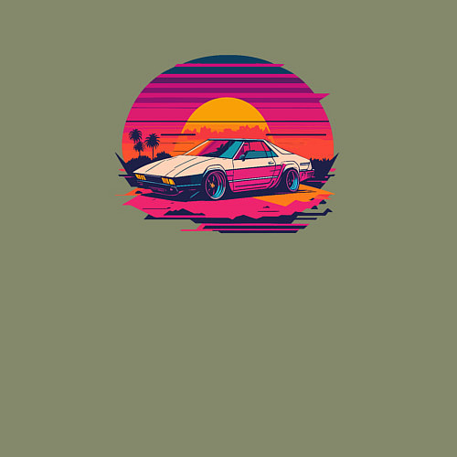 Мужской свитшот Синтвейв закат / Авокадо – фото 3