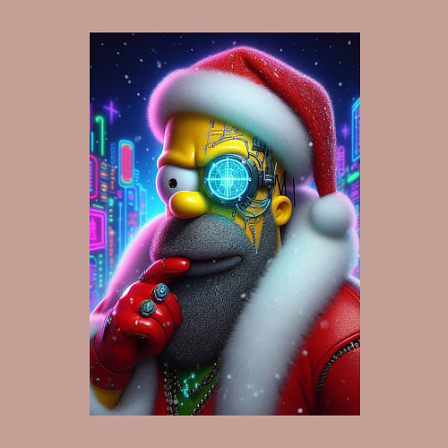 Мужской свитшот Simpson Claus - cyberpunk / Пыльно-розовый – фото 3