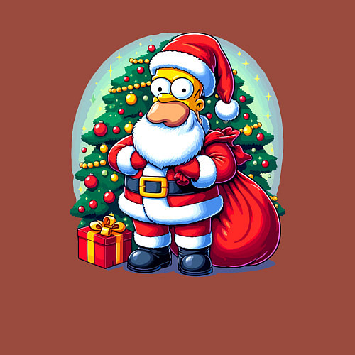 Мужской свитшот Santa Simpson - ai art / Кирпичный – фото 3