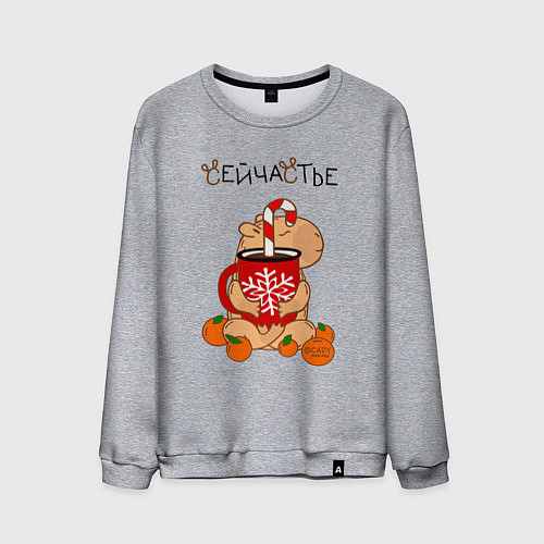 Мужской свитшот Капибара и кружка с оленем: сейчастье / Меланж – фото 1