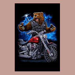 Свитшот хлопковый мужской Медведь байкер с мотоциклом, цвет: пыльно-розовый — фото 2