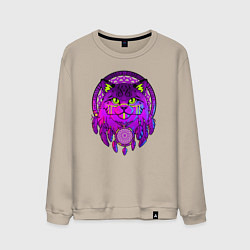 Мужской свитшот Фиолетовый кот-индеец с ловцом снов