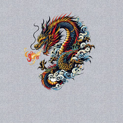 Свитшот хлопковый мужской Japanese dragon - engraving, цвет: меланж — фото 2