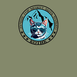 Свитшот хлопковый мужской Лучше гор может быть только котик, цвет: авокадо — фото 2