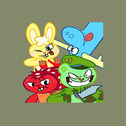 Свитшот хлопковый мужской Four happy tree friends, цвет: авокадо — фото 2