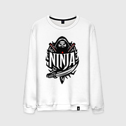 Свитшот хлопковый мужской Ниндзя с мечами в маске, цвет: белый