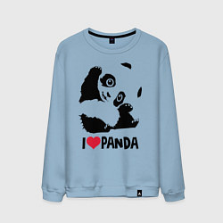 Свитшот хлопковый мужской I love panda, цвет: мягкое небо