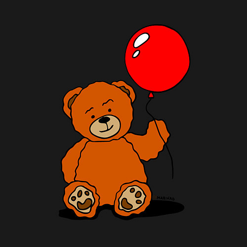 Мужской свитшот Плюшевый медведь с воздушным шариком / Черный – фото 3