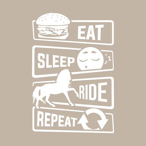 Мужской свитшот Еда сон верховая езда / Миндальный – фото 3