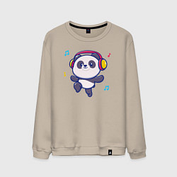 Свитшот хлопковый мужской Music panda, цвет: миндальный