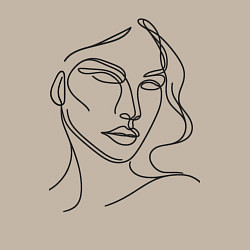 Свитшот хлопковый мужской Женский портрет линиями, цвет: миндальный — фото 2