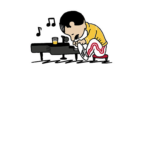 Мужской свитшот Фредди Меркьюри за роялем / Белый – фото 3