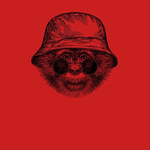 Мужской свитшот Шимпанзе в панаме / Красный – фото 3