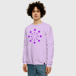 Свитшот хлопковый мужской Фиолетовые звёзды кружево, цвет: лаванда — фото 2