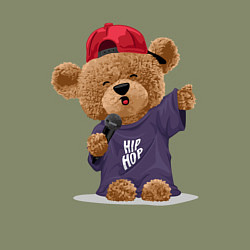 Свитшот хлопковый мужской Плюшевый медвежонок рэпер, цвет: авокадо — фото 2