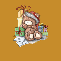 Свитшот хлопковый мужской Мишка с подарками, цвет: горчичный — фото 2