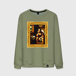 Мужской свитшот Нейросеть - Мона Лиза в туалете картина прикол