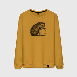 Свитшот хлопковый мужской Ежик и яблоко, цвет: горчичный