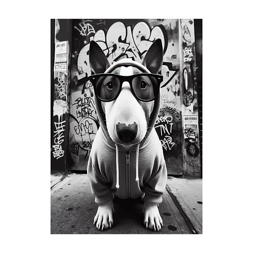 Мужской свитшот Булли у стены с граффити / Белый – фото 3