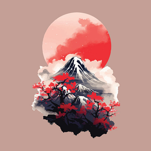 Мужской свитшот Солнце на фоне горы / Пыльно-розовый – фото 3