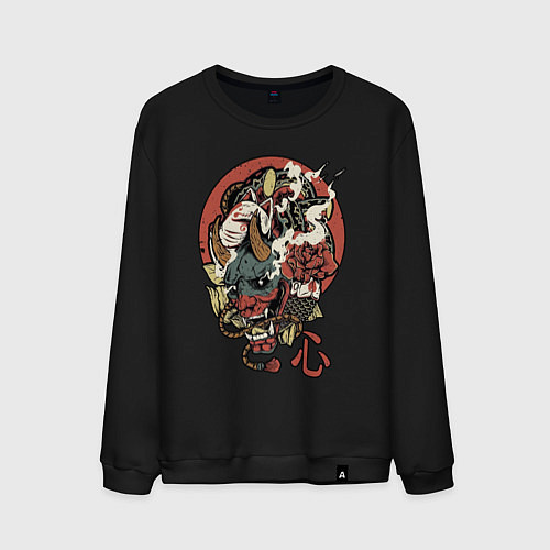 Мужской свитшот Демон - маска / Черный – фото 1