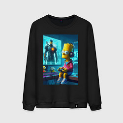 Свитшот хлопковый мужской Bart Simpson is an avid gamer, цвет: черный