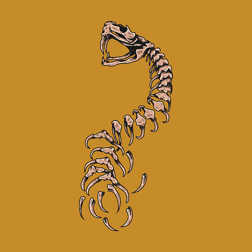 Мужской свитшот Скелет змеи / Горчичный – фото 3