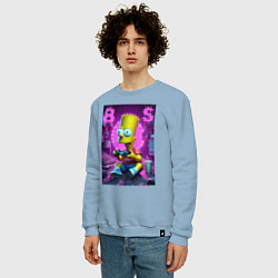 Свитшот хлопковый мужской Bart Simpson - cool gamer, цвет: мягкое небо — фото 2