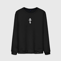 Свитшот хлопковый мужской Православный крест, цвет: черный