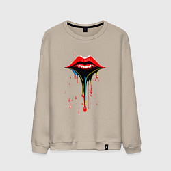 Свитшот хлопковый мужской Splashart губы женские, цвет: миндальный
