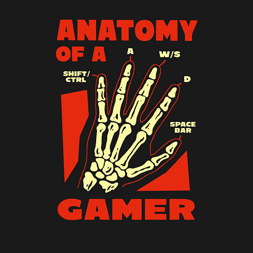 Мужской свитшот Anatomy of a gamer / Черный – фото 3