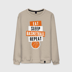 Свитшот хлопковый мужской Eat sleep basketball, цвет: миндальный