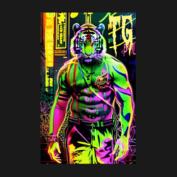 Свитшот хлопковый мужской Dude tiger - neon, цвет: черный — фото 2