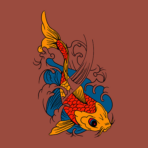 Мужской свитшот Рыба кои / Кирпичный – фото 3