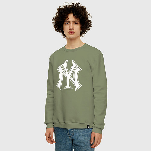 Мужской свитшот New York yankees - baseball logo / Авокадо – фото 3