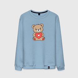 Свитшот хлопковый мужской Медвежонок с сердечком, цвет: мягкое небо