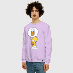 Свитшот хлопковый мужской Пивной Гомер, цвет: лаванда — фото 2