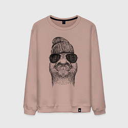 Свитшот хлопковый мужской Утка на стиле, цвет: пыльно-розовый