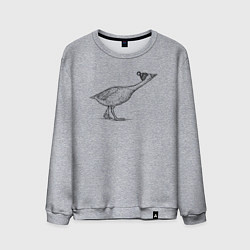 Свитшот хлопковый мужской Гусь в шапке атакует, цвет: меланж