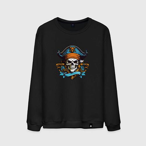 Мужской свитшот Эмблема пиратского черепа / Черный – фото 1