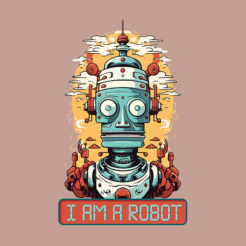 Мужской свитшот Я робот / Пыльно-розовый – фото 3
