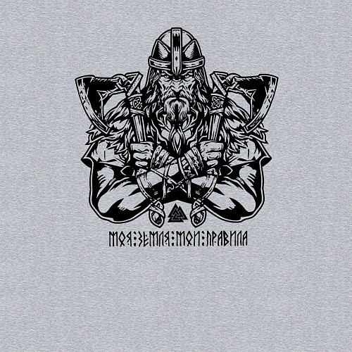 Мужской свитшот Воин язычник с топорами / Меланж – фото 3