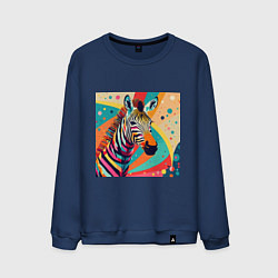 Свитшот хлопковый мужской Неправильная зебра, цвет: тёмно-синий