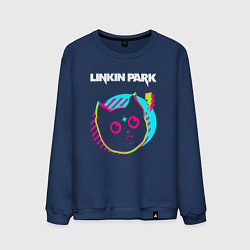Свитшот хлопковый мужской Linkin Park rock star cat, цвет: тёмно-синий