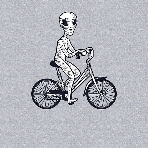 Мужской свитшот Пришелец на велике / Меланж – фото 3