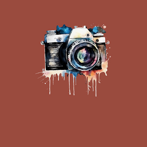 Мужской свитшот Фотоаппарат акварель / Кирпичный – фото 3
