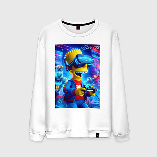 Мужской свитшот Bart Simpson is an avid gamer - esports / Белый – фото 1