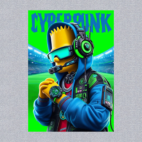 Мужской свитшот Cyber Bart Simpson - ai art fantasy / Меланж – фото 3