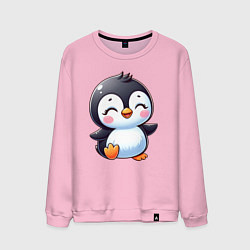 Свитшот хлопковый мужской Маленький радостный пингвинчик, цвет: светло-розовый