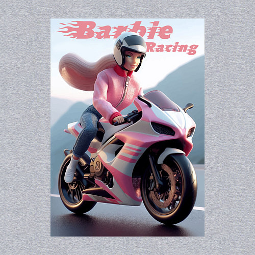 Мужской свитшот Barbie racing - ai art / Меланж – фото 3